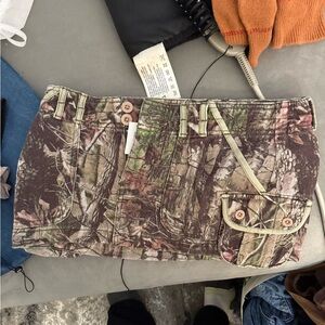 Camouflage Mini Skirt with Button Details